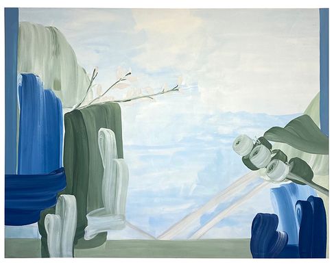 Assefjah_Mirror to the Sky, 2024, eggtempera on canvas, 170 x 220cm. ( 66,92 in. x 86,61 in. ) Kopie - Mojé Assefjah, Mirror to the Sky, Eitempera auf Leinwand, 170 x 220 cm, 2024.