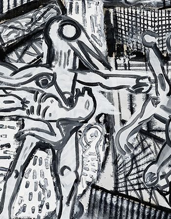 Pils_2 - the lost egg, 2018, acrylic and oil on canvas, 266 × 200 cm, Courtesy of Galerie Gisela Capitain, Cologne