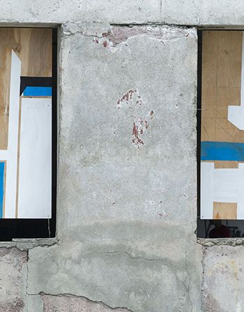 Popiashvili - Anastasia Akhvlediani, And Connection, 2018, self-organized exhibition by students of VA[A]DS in an abandoned school gym, Courtesy Anastasia Akhvlediani