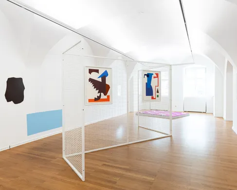 Ulrike Müller, In Pieces, installation view, Art Gallery in Traklhaus, Salzburg, 2023. Photo: Rudolf Stroblinstallation