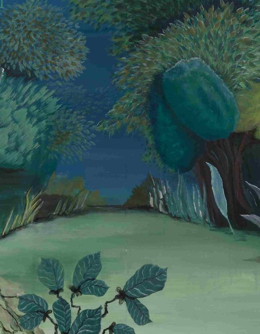 van Yetter - Damn Forest, 2016, Öl auf Papier, 160 × 32 cm, Courtesy of the artist und Bridget Donahue Gallery